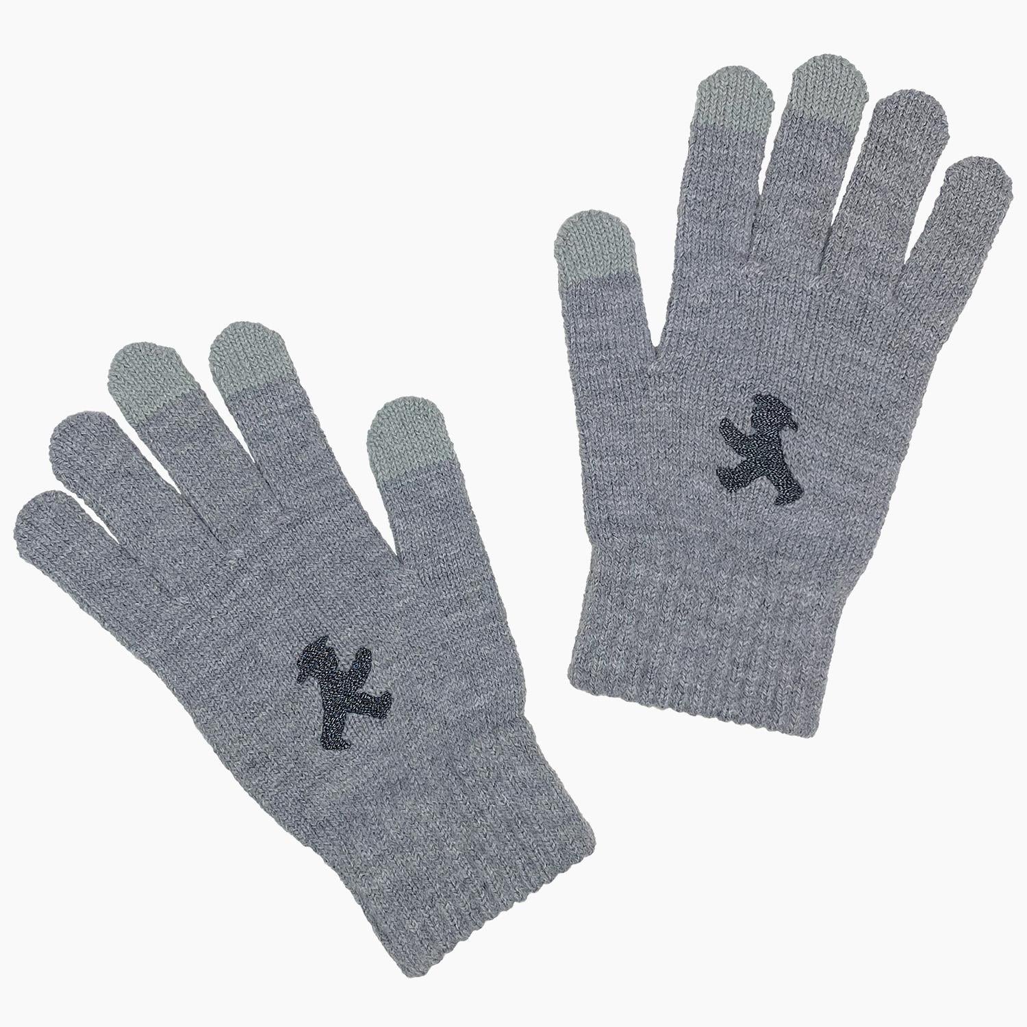 Wärmende dunkelgraue Handschuhe reflektierend in Gr. L/XL Ampelmann aufgestickt