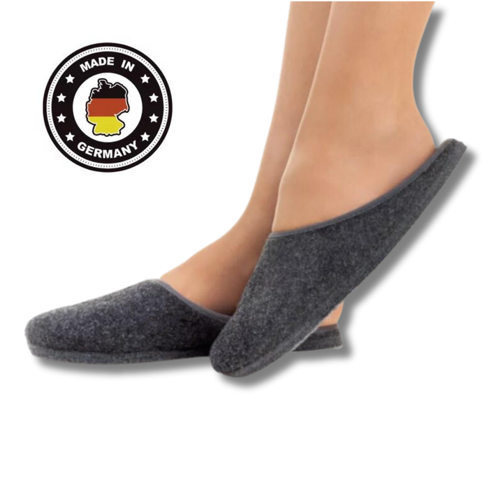 Pantoffel Hausschuhe in Anthrazit - Filz - made in Germany.
