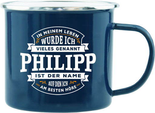 Emaille Becher / Tasse Philipp ist der Name auf den ich am besten höre - Ossiladen I Ostprodukte Versand