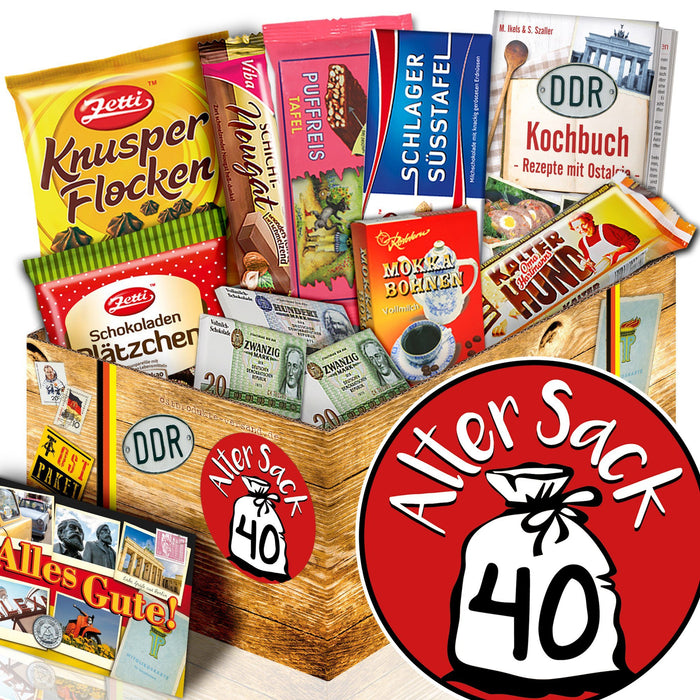 Alter Sack 40 - Geschenkset Ostpaket "Schokoladenbox M" - Ossiladen I Ostprodukte Versand