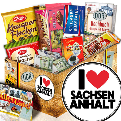 I Love Sachsen - Anhalt + Geschenkset Ostpaket "Schokoladenbox M" - Ossiladen I Ostprodukte Versand