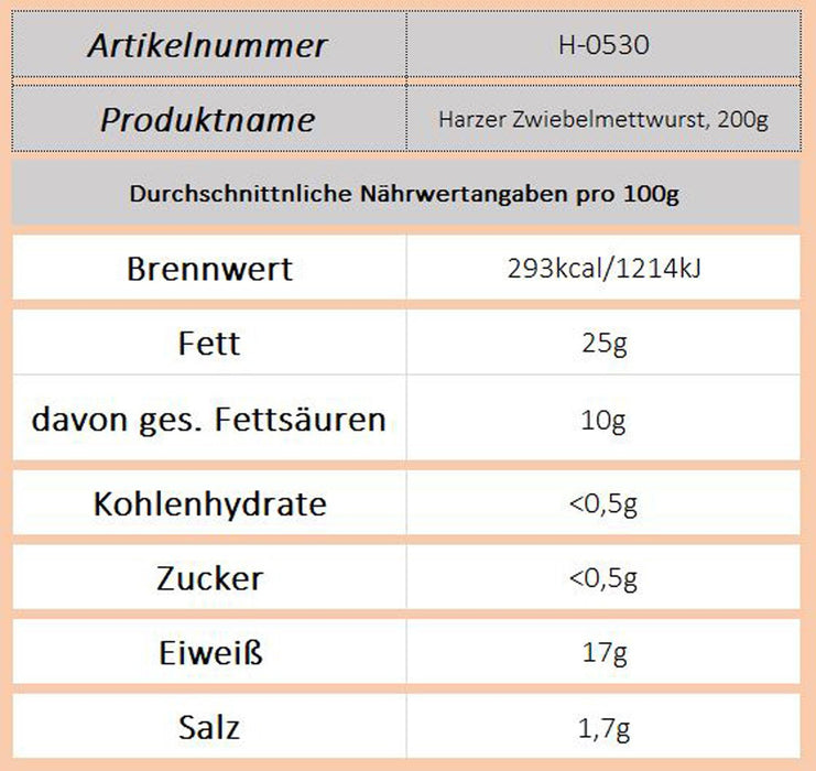 Keunecke Harzer Zwiebelmettwurst, 200g - Ossiladen I Ostprodukte Versand