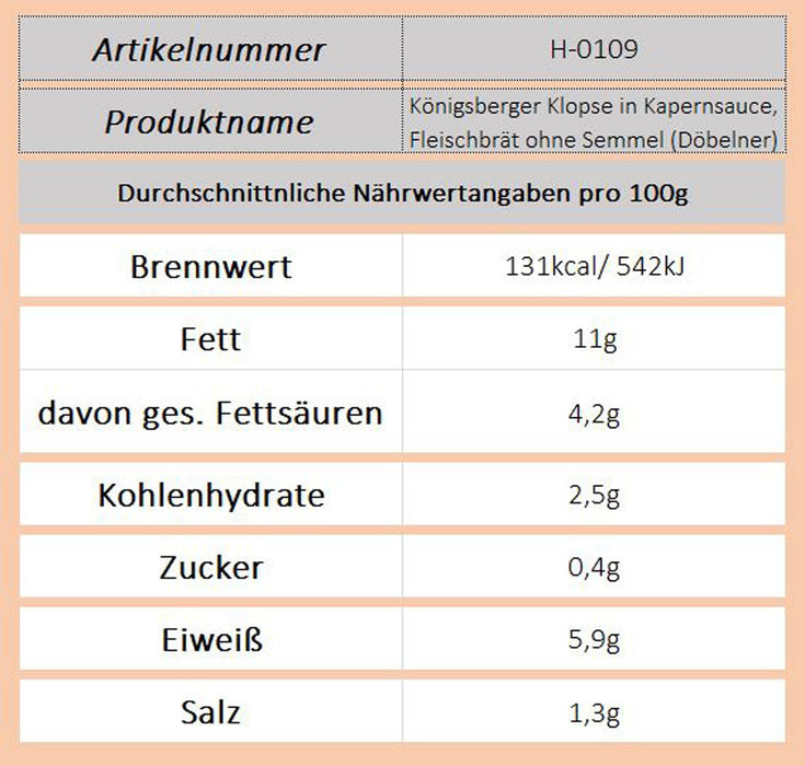 Königsberger Klopse in Kapernsauce (Döbelner) - Ossiladen I Ostprodukte Versand