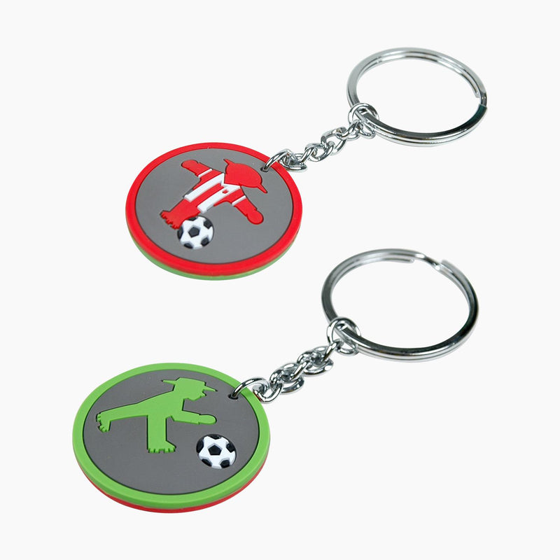 Ampelmann-TORWART-Schlüsselanhänger-rund-schwarz-Geher/Steher---Spieler-und-Torwart