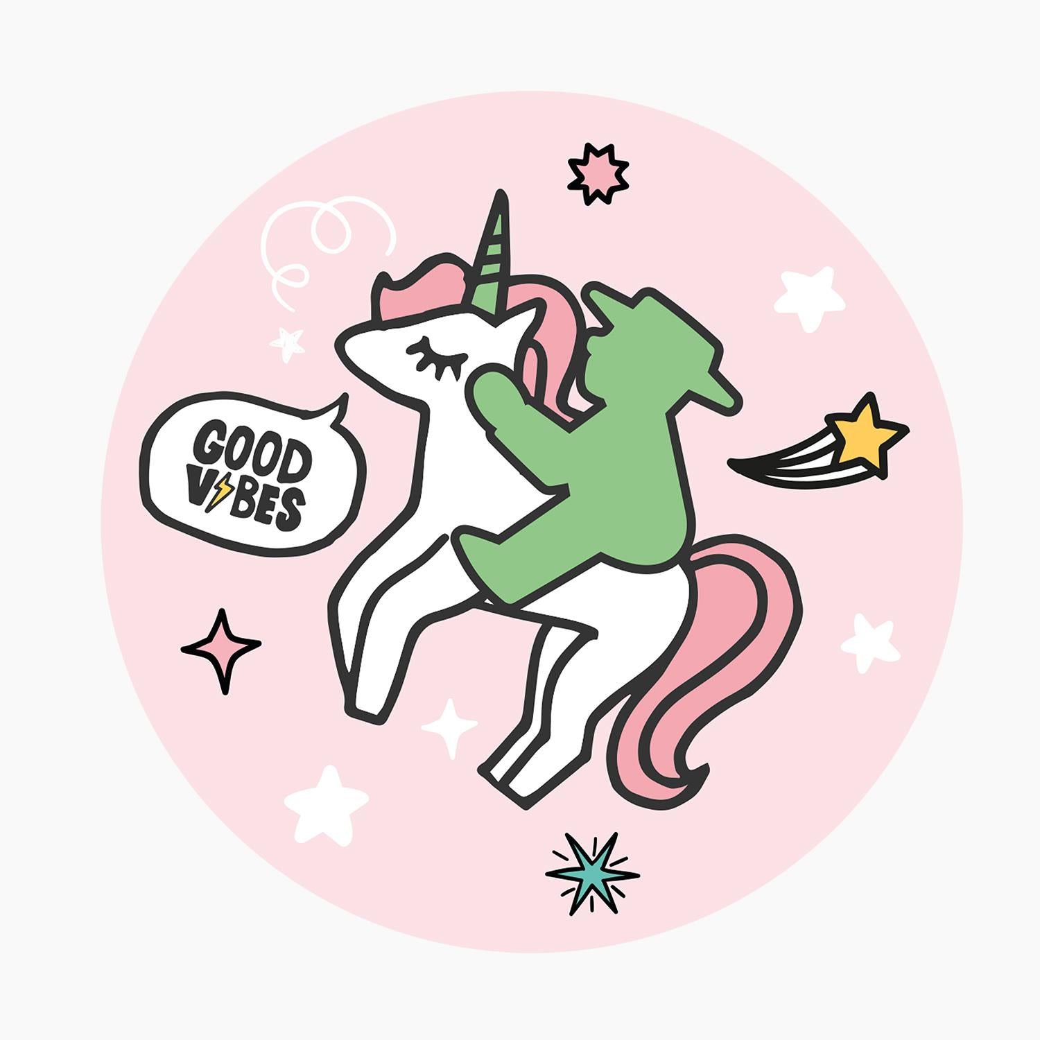 Ampelmann-WEGWEISER-Nr.14-Aufkleber-pink-Geher-auf-Einhorn