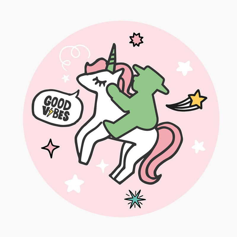 Ampelmann-WEGWEISER-Nr.14-Aufkleber-pink-Geher-auf-Einhorn