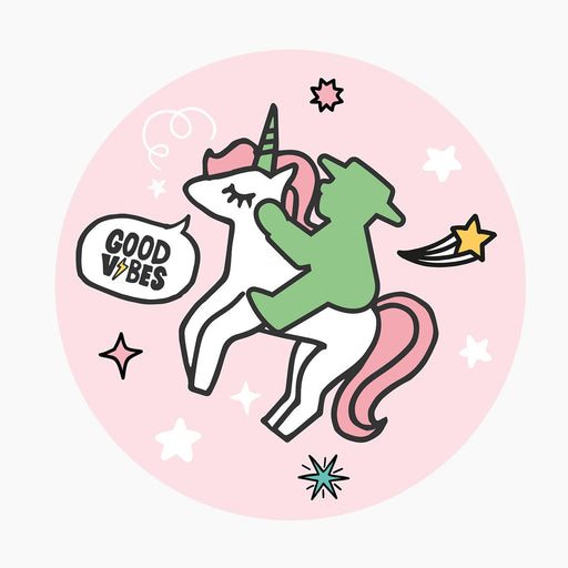 Ampelmann-WEGWEISER-Nr.14-Aufkleber-pink-Geher-auf-Einhorn