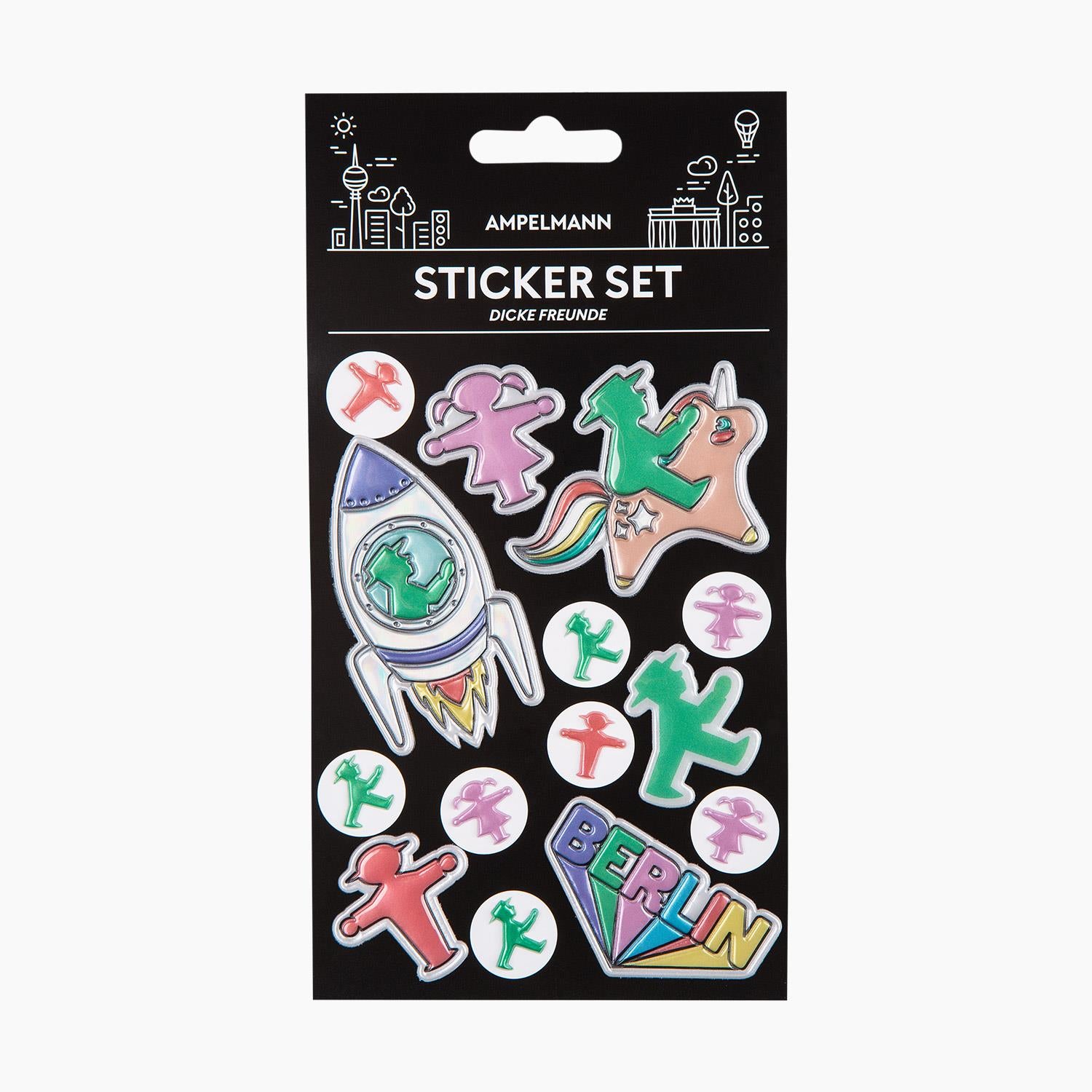 Ampelmann-DICKE-FREUNDE--3D-Sticker-zum-Aufkleben-farbig-14-Motive-auf-Karte