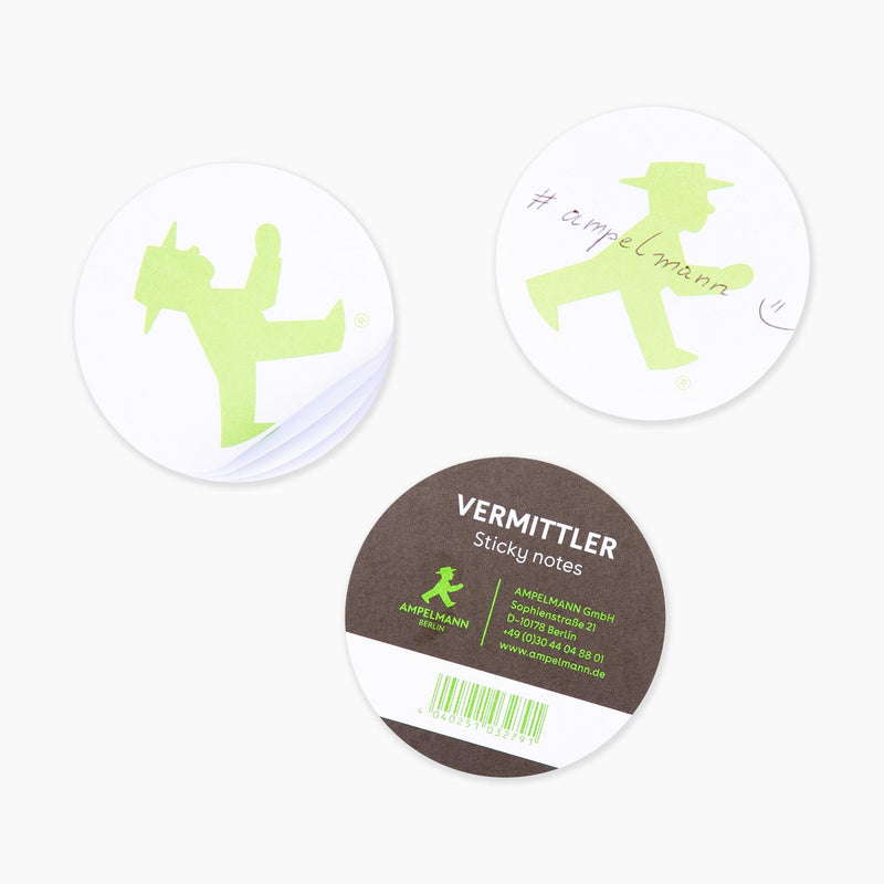 Ampelmann-VERMITTLER-Haftnotiz-rund-weiß-Geher