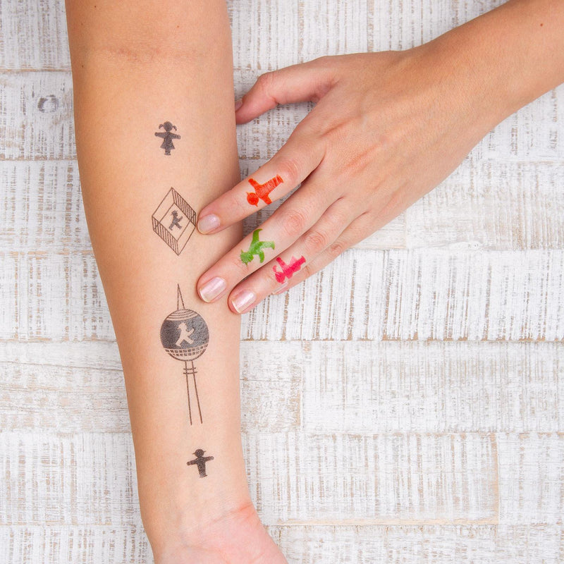 Ampelmann-TÄTOWIERER-NEU-Temporäre-Tattoos-4-farbig-diverse-Motive