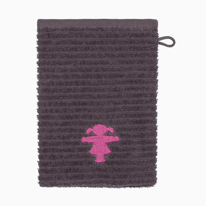 Ampelmann-MASSEURIN-Waschhandschuh-graphit-Stick-Ampelfrau