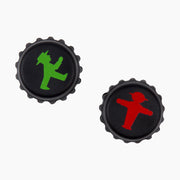 Ampelmann-FLASCHENFREUND-Flaschendeckel-Set/2-Geher-und-Steher-schwarz