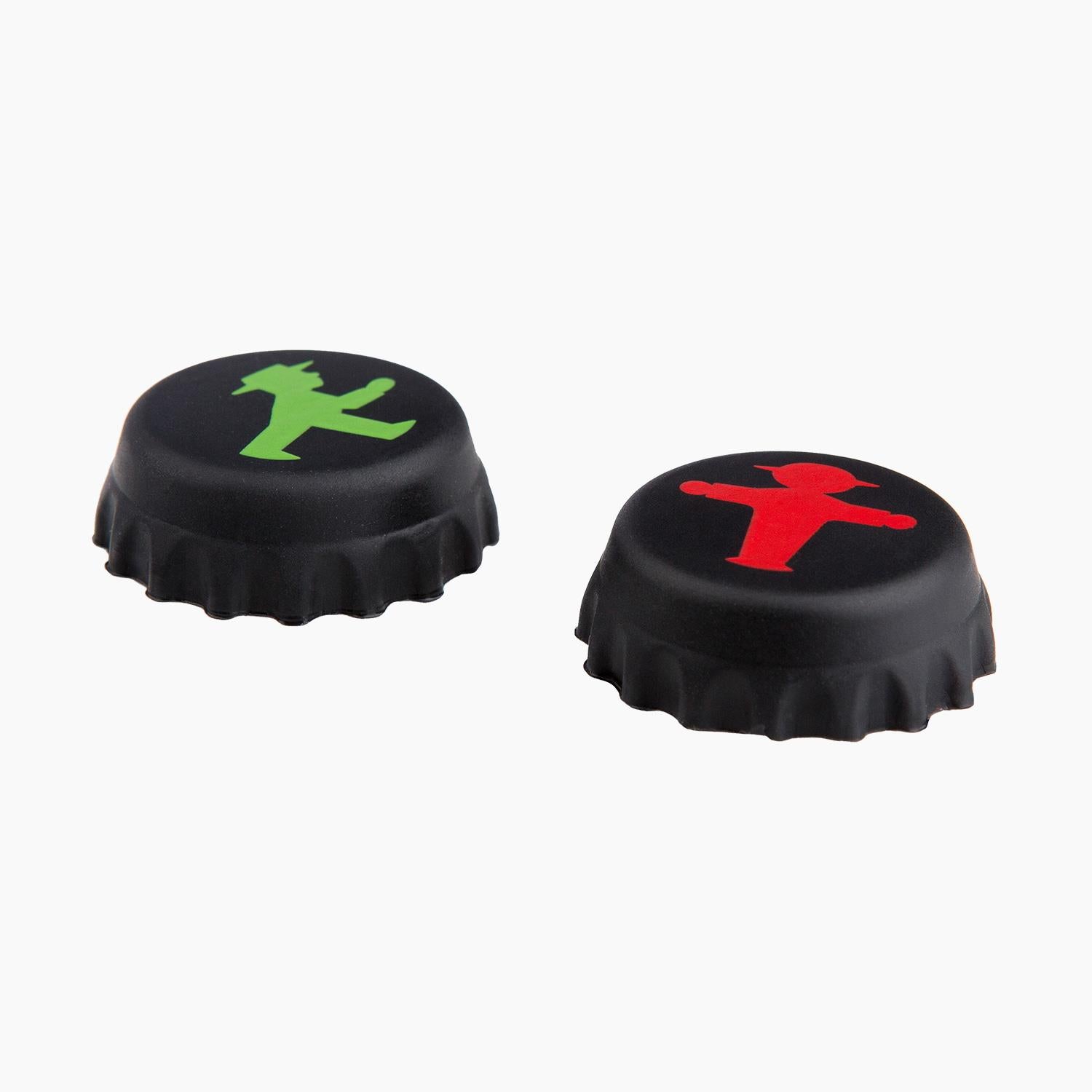 Ampelmann-FLASCHENFREUND-Flaschendeckel-Set/2-Geher-und-Steher-schwarz