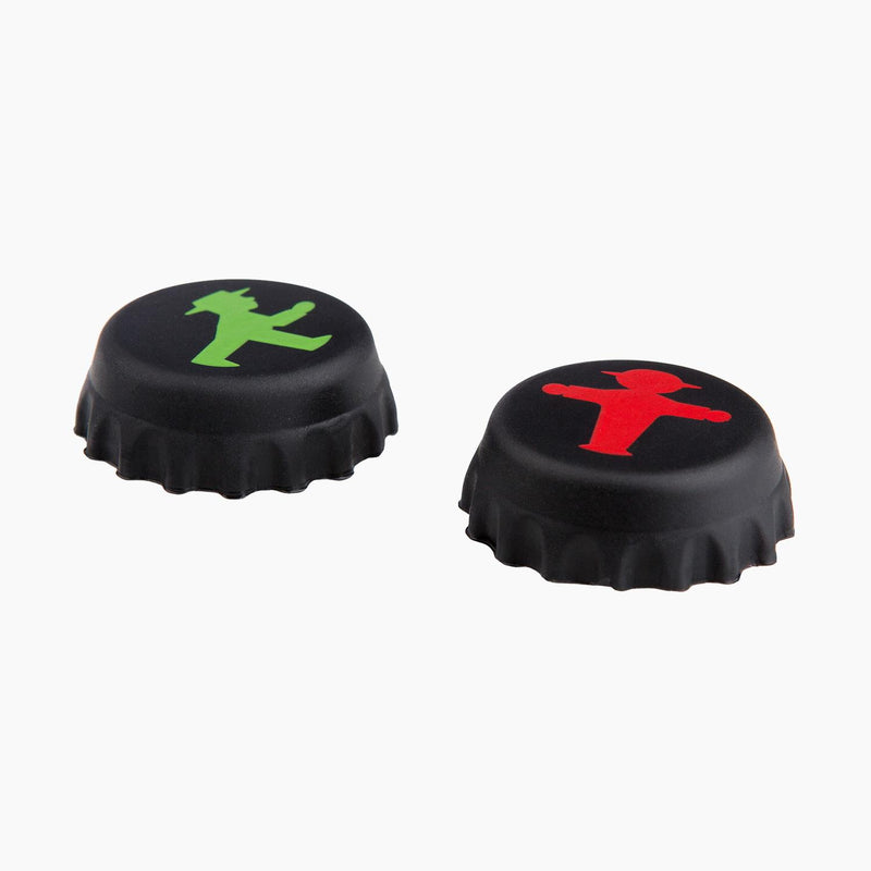 Ampelmann-FLASCHENFREUND-Flaschendeckel-Set/2-Geher-und-Steher-schwarz