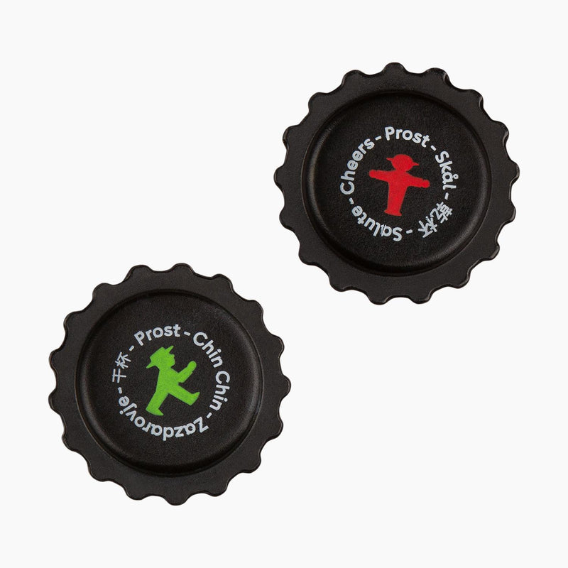 Ampelmann-FLASCHENFREUND-Flaschendeckel-Set/2-Geher-und-Steher-schwarz