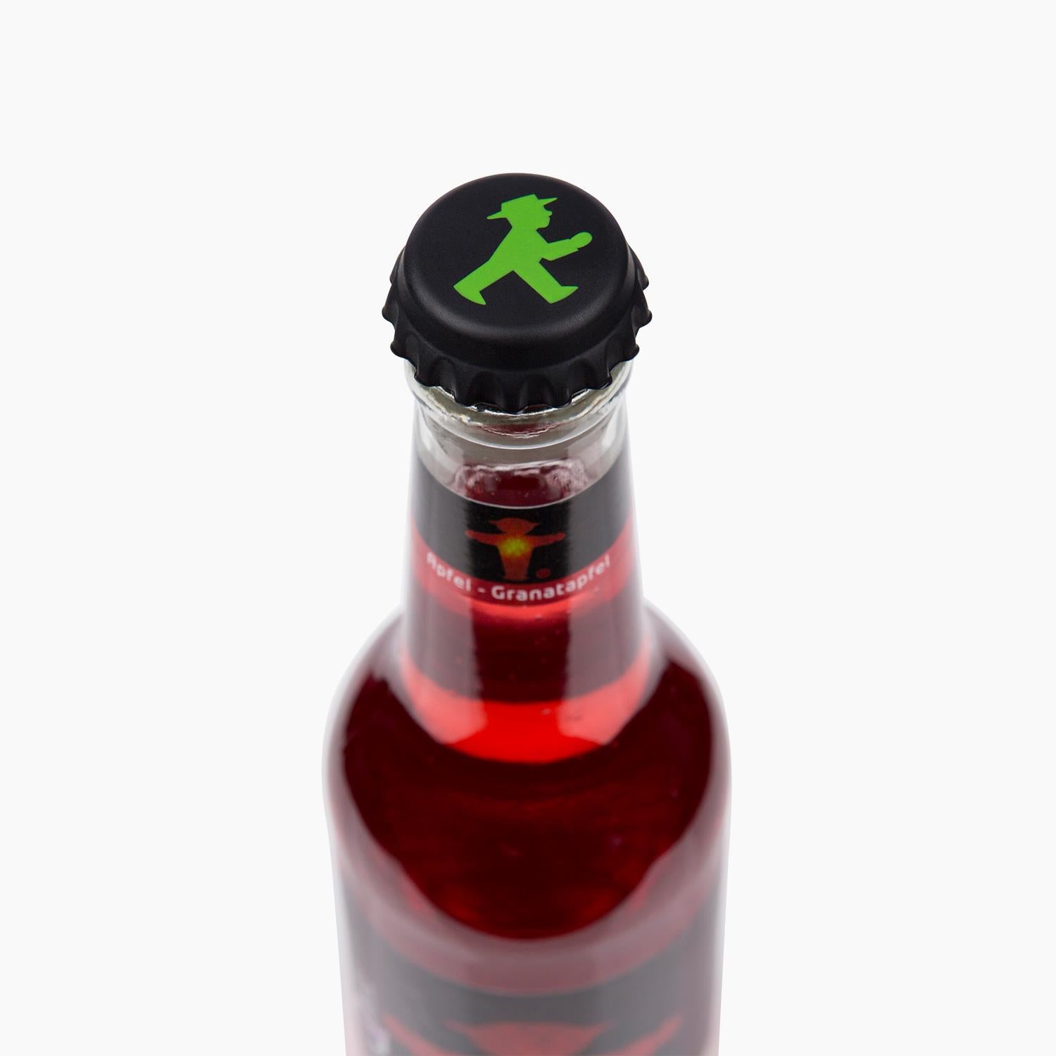 Ampelmann-FLASCHENFREUND-Flaschendeckel-Set/2-Geher-und-Steher-schwarz
