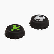 Ampelmann-FLASCHENFREUND-Flaschendeckel-Set/2-Geher-und-Fußball-schwarz