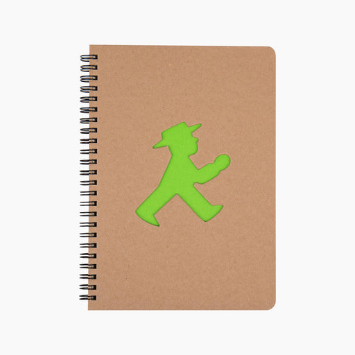 Ampelmann-SCHREIBWARENHÄNDLER-Ringbuch-hardcover-gestanzt-braun-Geher-A5