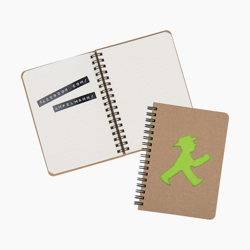 Ampelmann-SCHREIBWARENHÄNDLER-Ringbuch-hardcover-gestanzt-braun-Geher-A6