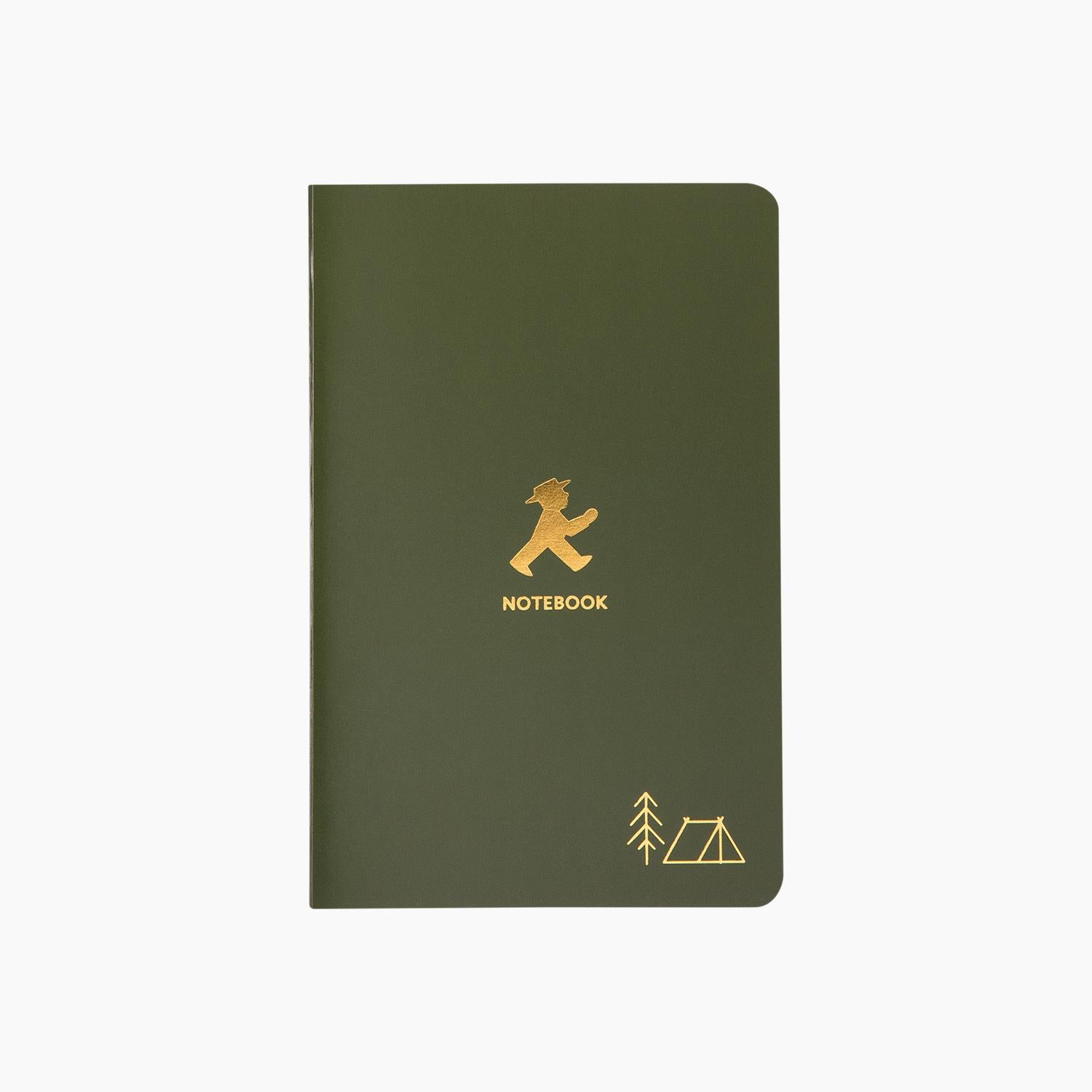 Ampelmann-SCHREIBWARENHÄNDLER-Notizheft-klein-mit-Heißfolienpräg.-dunkelgrün.-Geher&Steher