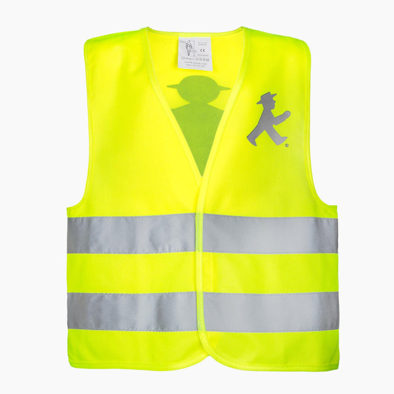 Neon-gelbe Warn- & Sicherheitsweste zum schnellen Drüberziehen mit reflektierenden Streifen & Ampelmännern