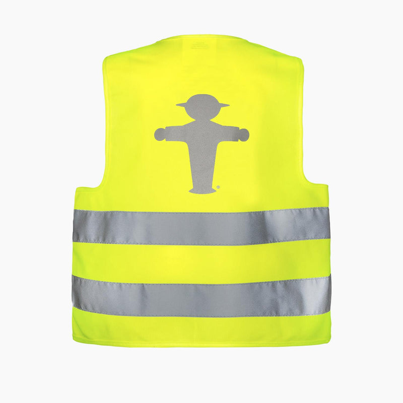 Neon-gelbe Warn- & Sicherheitsweste zum schnellen Drüberziehen mit reflektierenden Streifen & Ampelmännern