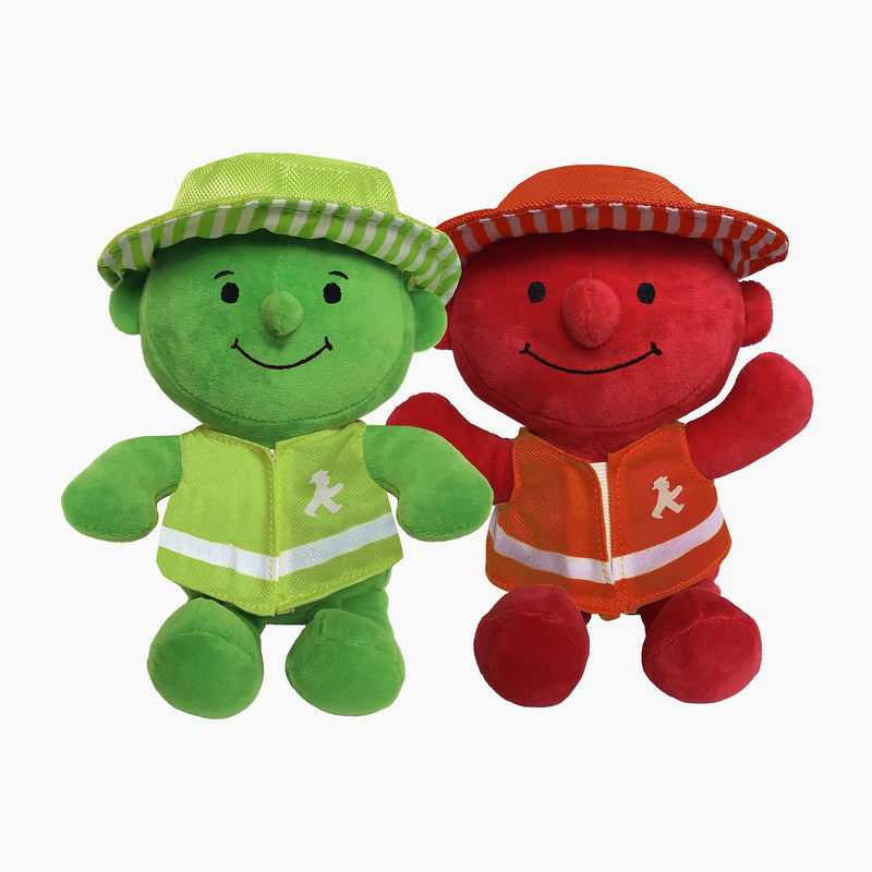 Grünes Kuscheltier für Berlinfans als flauschiger AMPELMANN - waschbar - für Babies ab 9 Mo. - Größe: 25 cm
