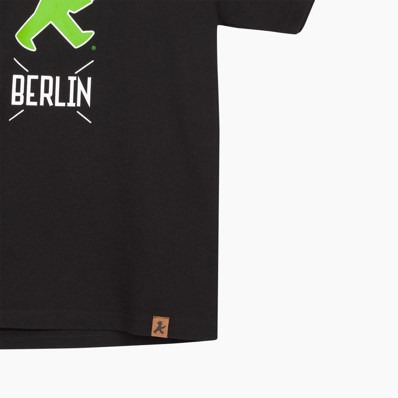 Schwarzes Kinder-Tshirt mit Berlin & Ampelmann-Aufdruck - bequem & lässig zu tragen aus BIO-Baumwolle