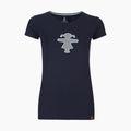 Dunkelblaues Damen-T-Shirt mit aufgestickten Ampelmann-Mädchen aus Baumwolle-Mix  - taillierter Schnitt