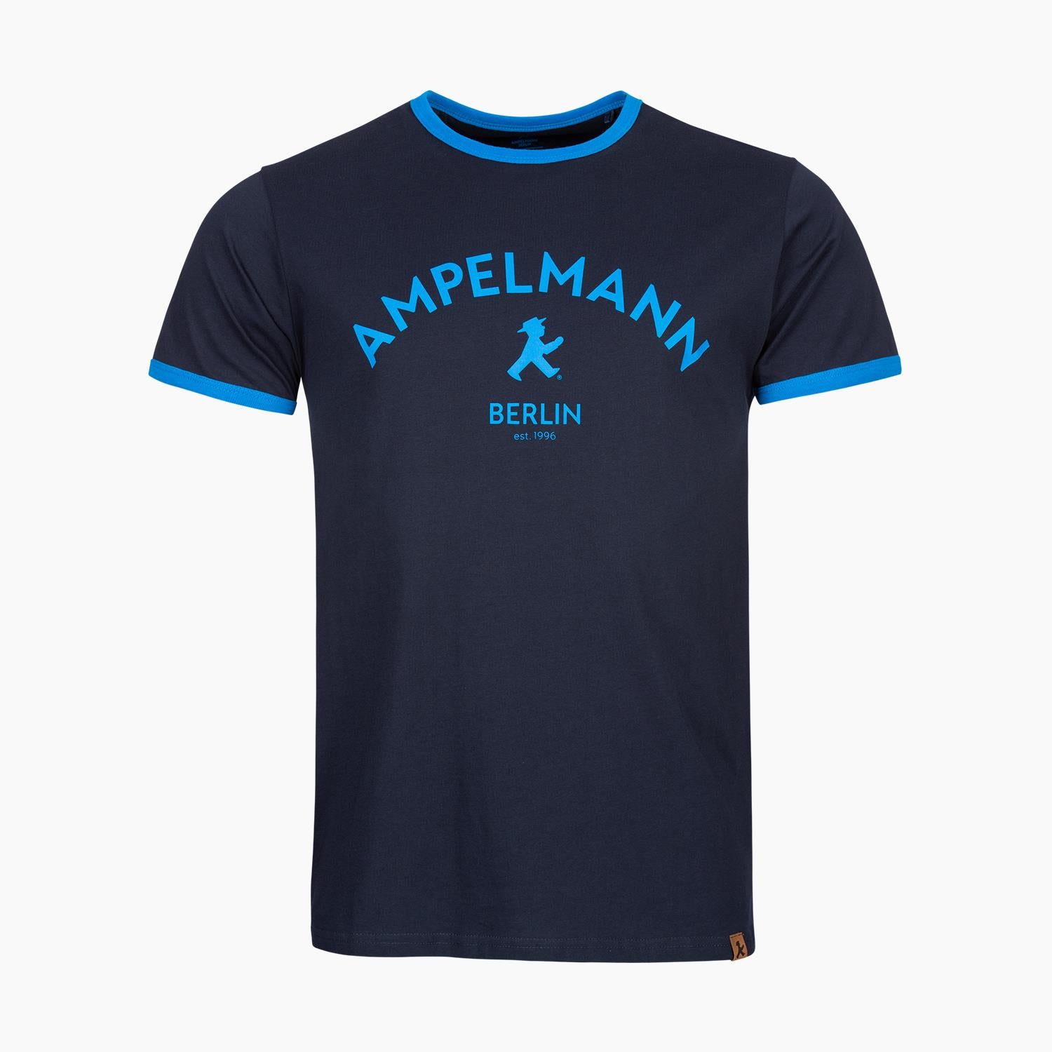Ampelmann T-Shirt mit Schiftzug AMPELMANN & BERLIN - Unisex - mit hellblauen Farbakzenten - Baumwolle
