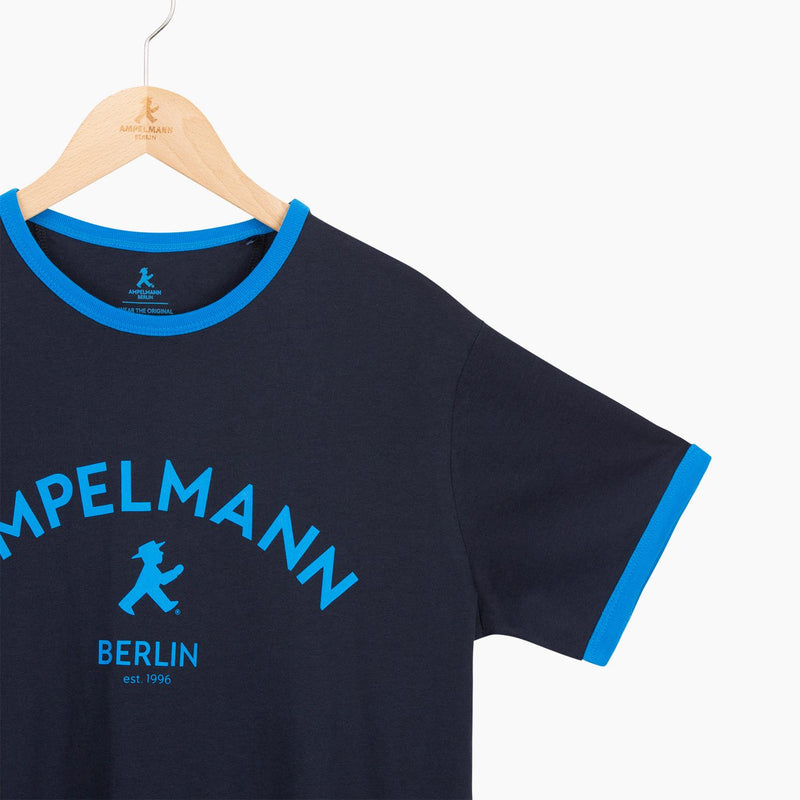 Ampelmann T-Shirt mit Schiftzug AMPELMANN & BERLIN - Unisex - mit hellblauen Farbakzenten - Baumwolle
