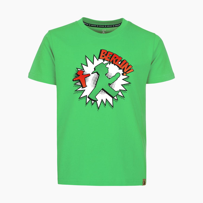 Knallgrünes Kinder-T-Shirt mit Ampelmännchen im Cartoon Style  - Single Jersey/ Bio-Baumwolle - Pflegeleicht