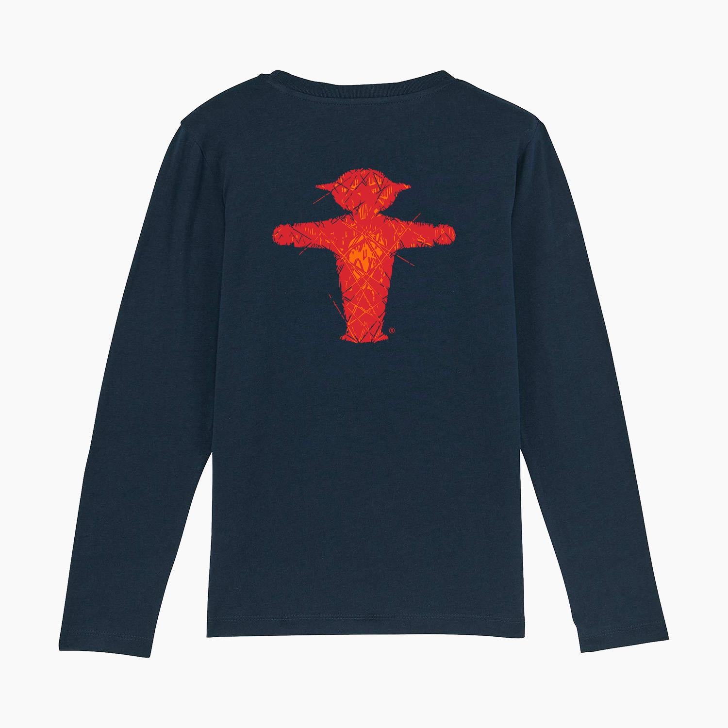 Kuschliges Kinder Langarm-Shirt dunkelblau mit grünem und rotem Ampelmännchen in Ampelglasoptik - 100% BIO-Baumwolle