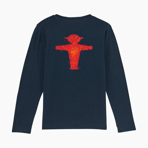 Kuschliges Kinder Langarm-Shirt dunkelblau mit grünem und rotem Ampelmännchen in Ampelglasoptik - 100% BIO-Baumwolle