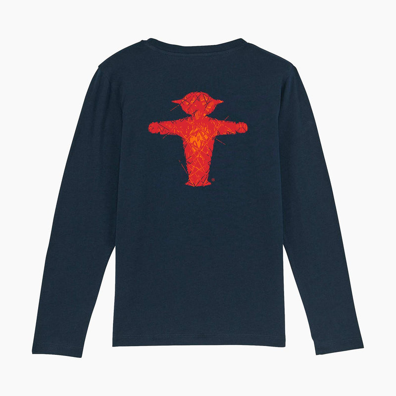 Kuschliges Kinder Langarm-Shirt dunkelblau mit grünem und rotem Ampelmännchen in Ampelglasoptik - 100% BIO-Baumwolle