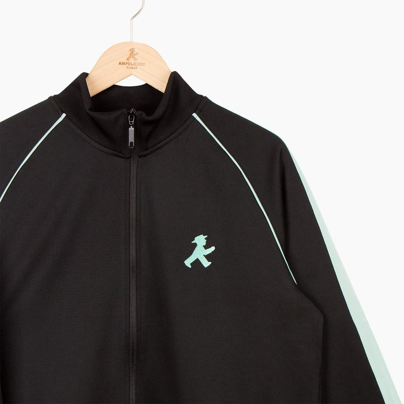 Extrem lässige Trainingsjacke - schwarz mit leichten abgesetzen helleren Zierstreifen mit gestickten Ampelmännchen - unisex
