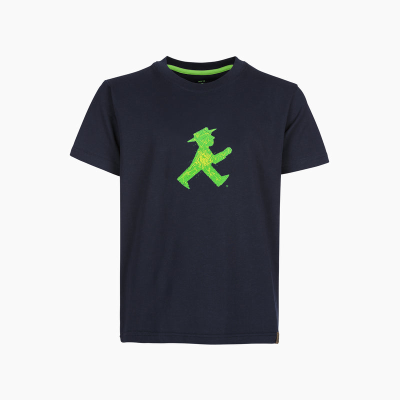 Schwarzes Bio-Baumwollshirt für Kinder mit Ampelmann vorne und hinten - bequemer Schnitt