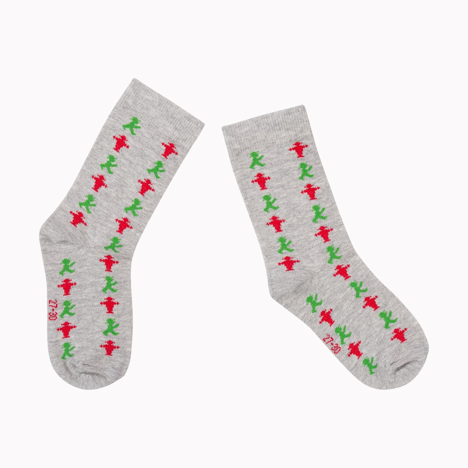 Hellgraue Socken mit breiten Bündchen und vielen Ampelmännern - unisex mit optimaler Passform