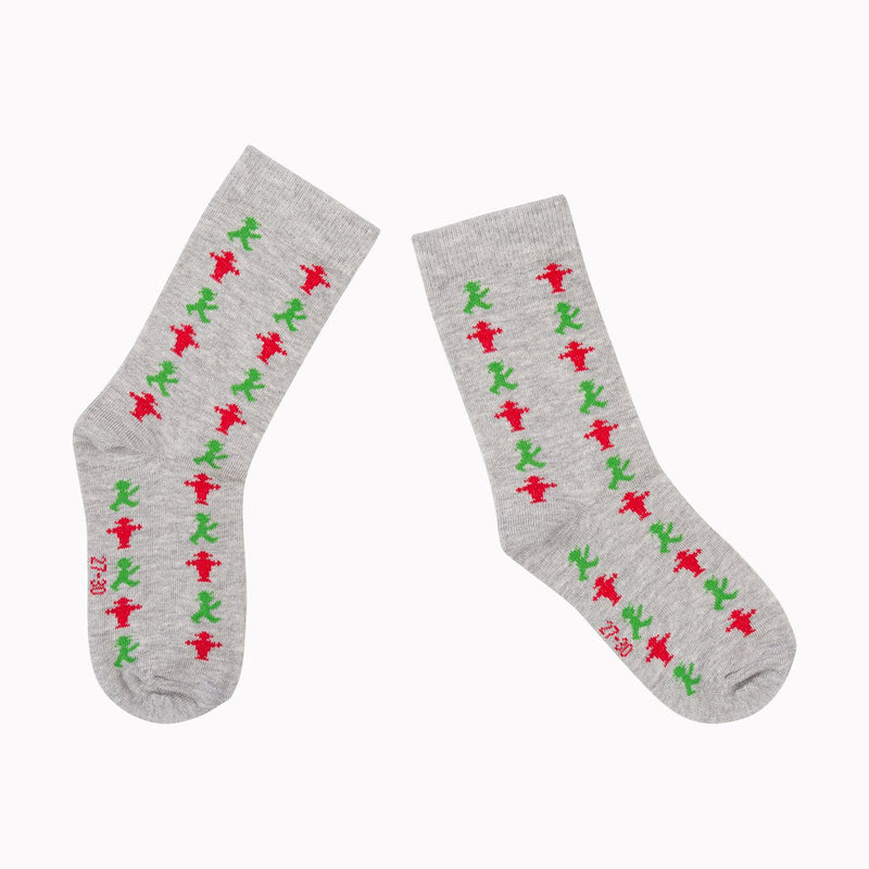 Hellgraue Socken mit breiten Bündchen und vielen Ampelmännern - unisex mit optimaler Passform