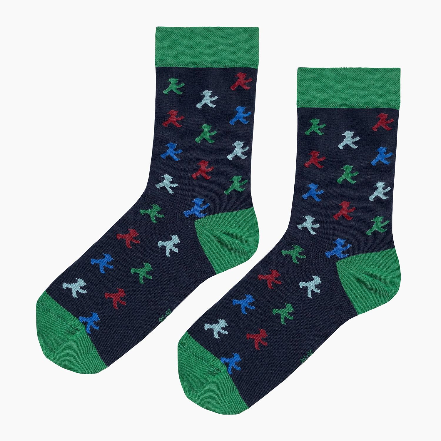 Blau-grüne Socken mit Ampelmann - Unisex - aus 80% Bio-Baumwolle - optimaler Tragekomfort