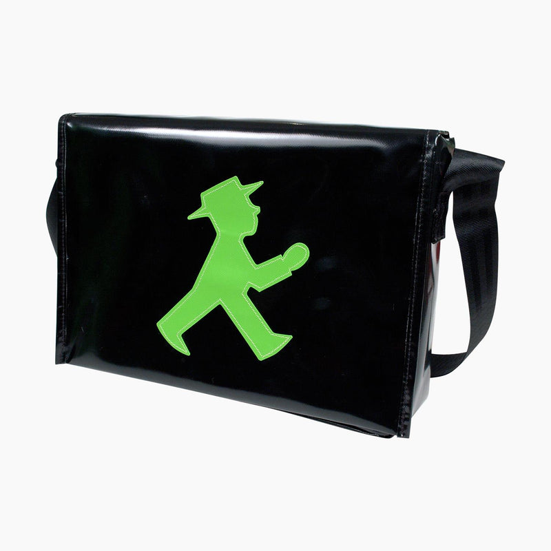 Ampelmann-GEPÄCKTRÄGER-Umhängetasche-groß-schwarz-Geher