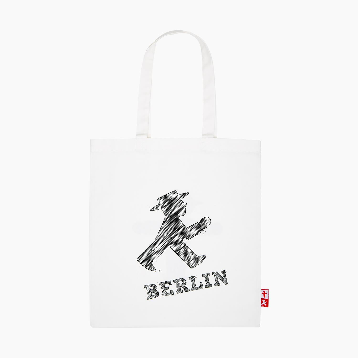 Ampelmann-STRICHMÄNNCHEN-Stoffbeutel-naturweiß-Geher+Berlin/-Steher