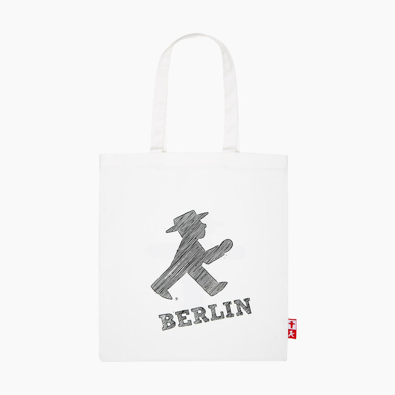 Ampelmann-STRICHMÄNNCHEN-Stoffbeutel-naturweiß-Geher+Berlin/-Steher