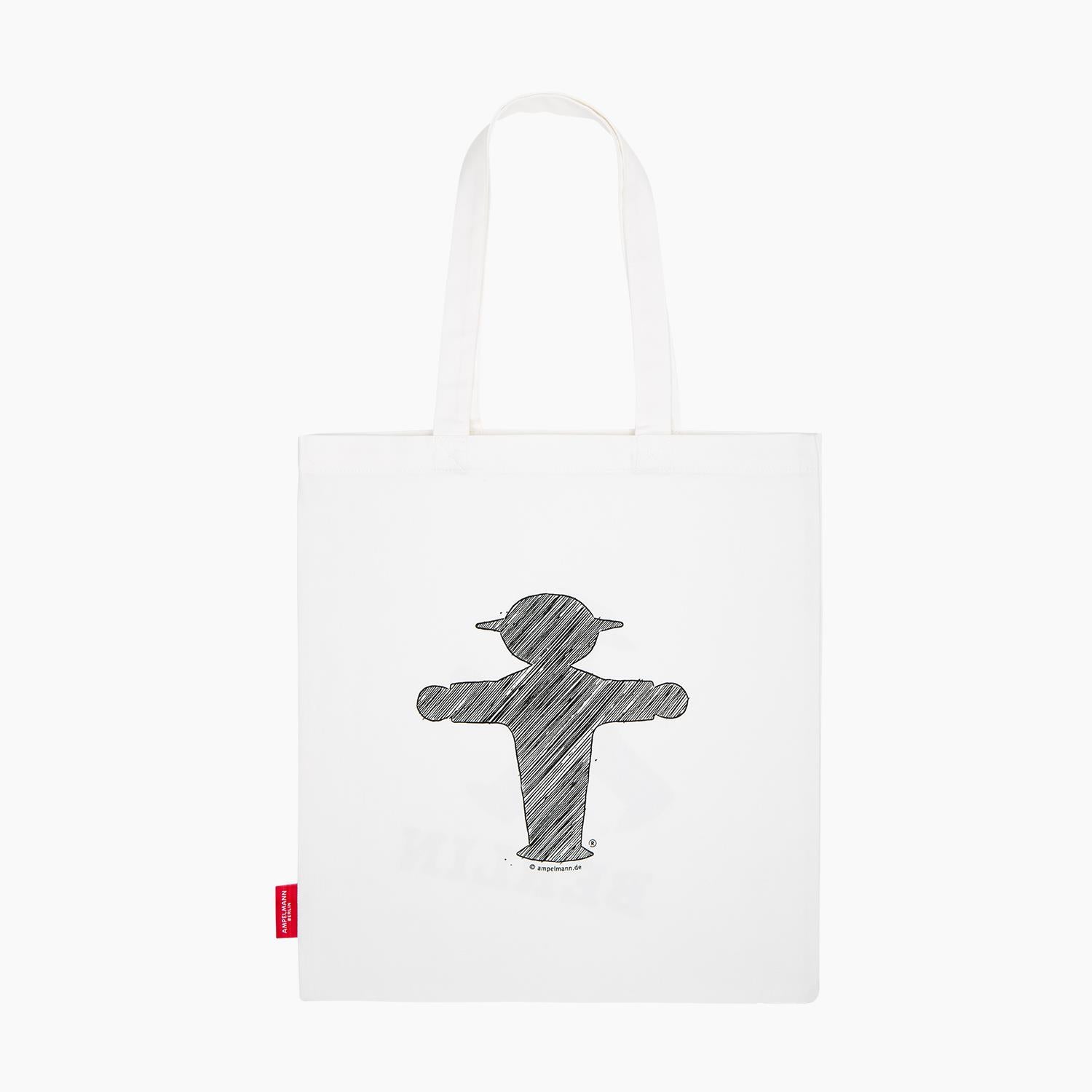 Ampelmann-STRICHMÄNNCHEN-Stoffbeutel-naturweiß-Geher+Berlin/-Steher