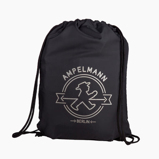 Ampelmann-MITLÄUFER-Turnbeutel-Reflektierend-schwarz-Geher-silber