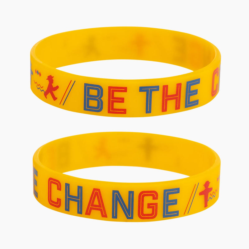 Ampelmann-GLÜCKSMANN-Silikonarmband-orange-Geher-&-BE-THE-CHANGE-&-Steher