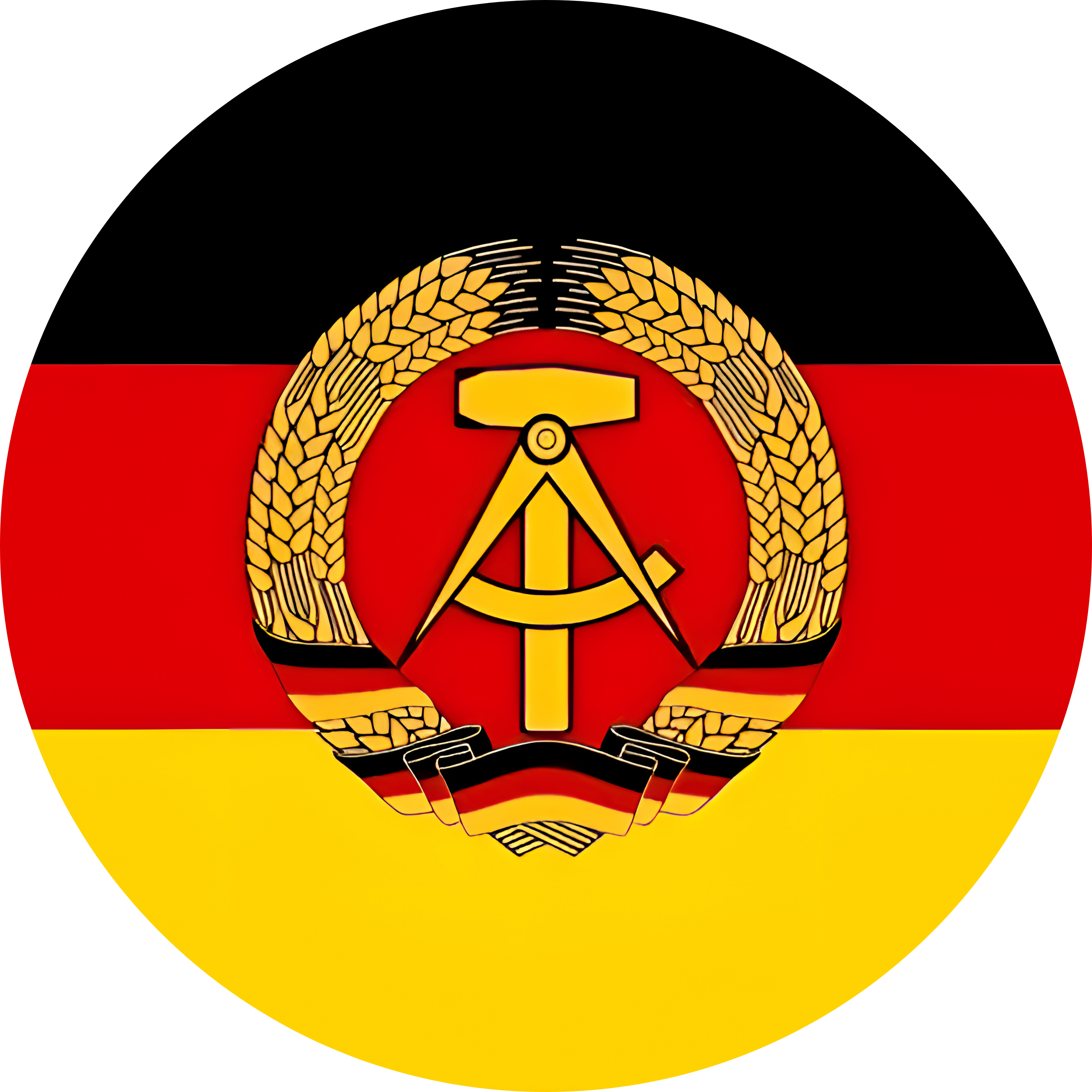 Runder DDR Emblem Aufkleber – 21 cm Ø – UV-beständig & wetterfest – Perfekt für Deko, Auto & Sammlung