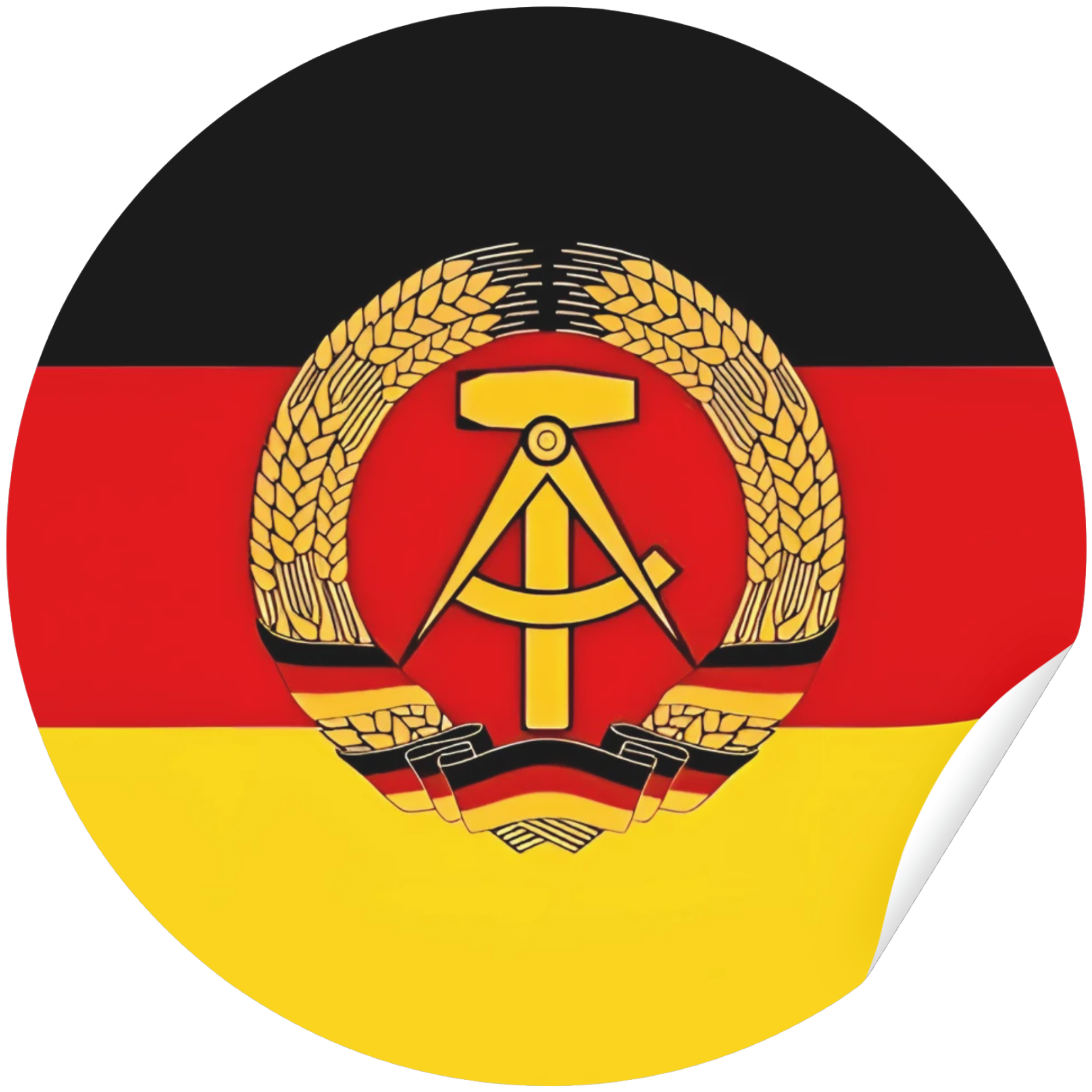 Runder DDR Emblem Aufkleber – 21 cm Ø – UV-beständig & wetterfest – Perfekt für Deko, Auto & Sammlung