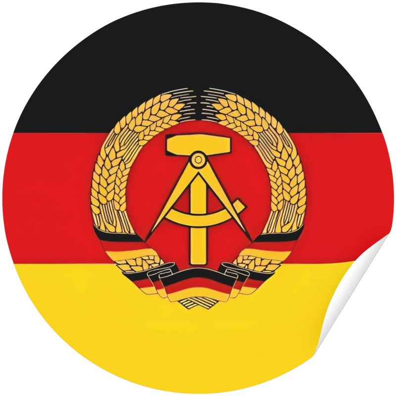 Runder DDR Emblem Aufkleber – 21 cm Ø – UV-beständig & wetterfest – Perfekt für Deko, Auto & Sammlung