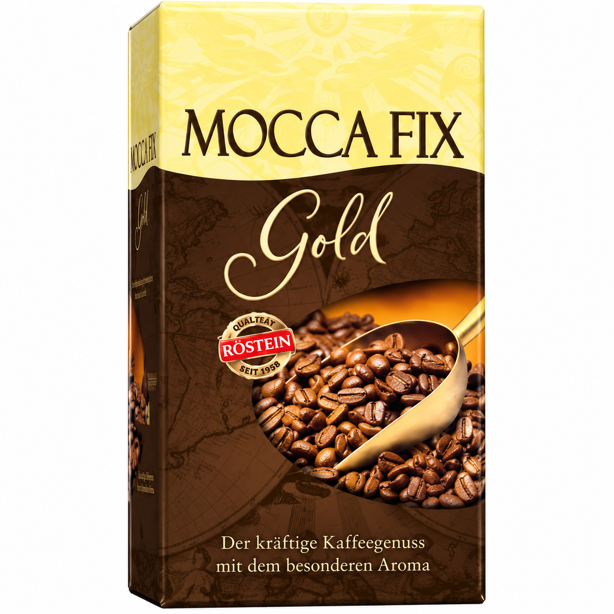 Röstfein Mocca Fix Gold – Gemahlener Röstkaffee mit schokoladiger Süße und kräftigem Aroma, 500 g